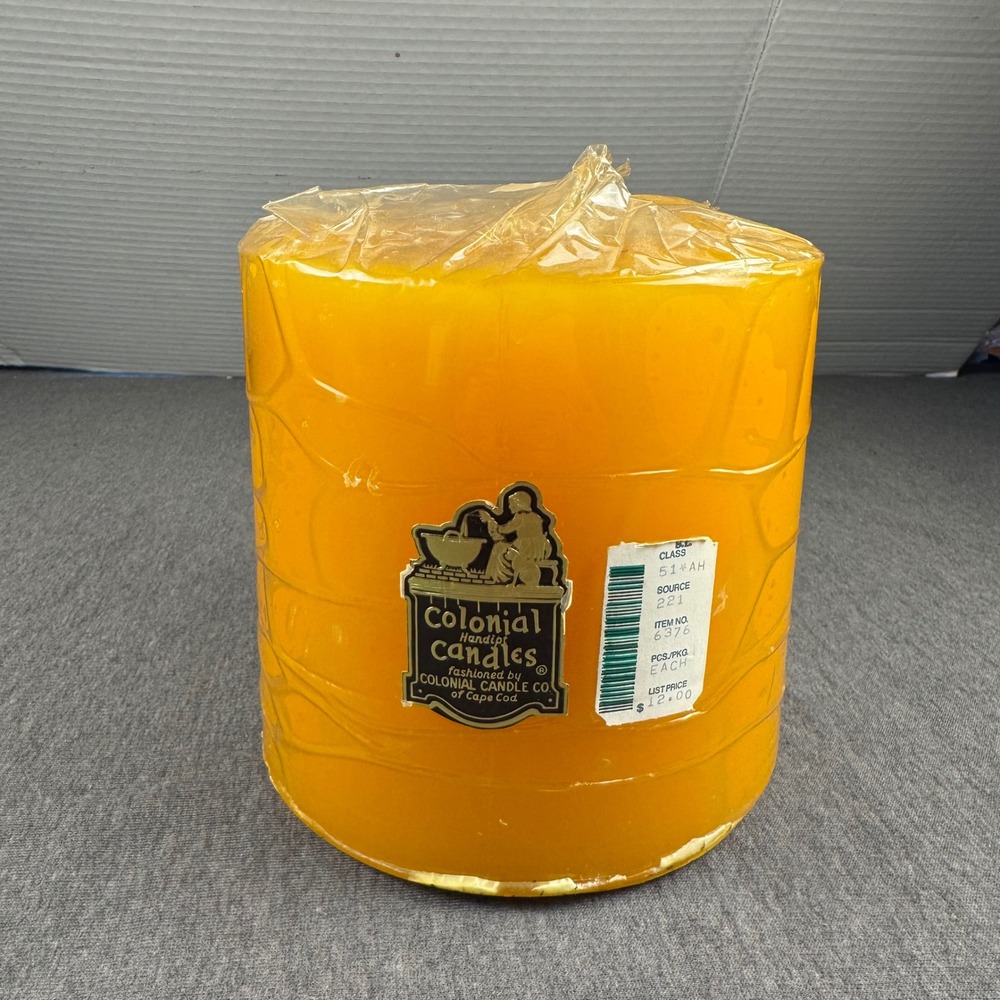 Colonial Candle Handipt Large Pillar Candle Yellow  6x6 Vintage Cape Cod